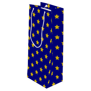 Bolsa Para Vino Patrón de estrellas de oro, azul marino, exclusivo