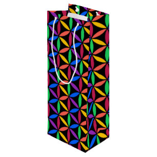 Bolsa Para Vino Patrón de flor arco iris