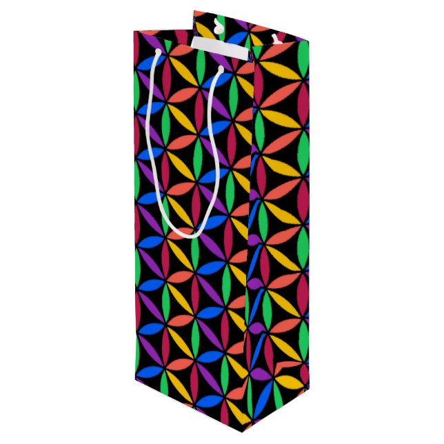 Bolsa Para Vino Patrón de flor arco iris (Angulo reverso)