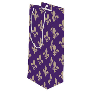 Bolsa Para Vino Patrón de Flor de Lis, Crema Real Francesa sobre P