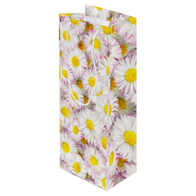 Bolsa Para Vino Patrón de flor de margarita rosada (Angulo reverso)