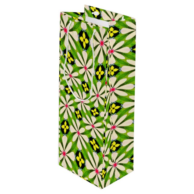 Bolsa Para Vino Patrón de flores estéticas (Angulo Anverso)