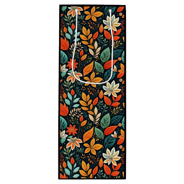 Bolsa Para Vino Patrón de flores exóticas florales (Anverso)