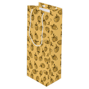 Bolsa Para Vino patrón de fresa amarillo