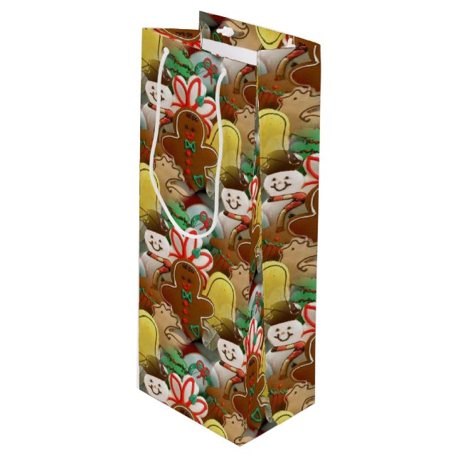 Bolsa Para Vino Patrón de galletas de Navidad festivas (Angulo Anverso)