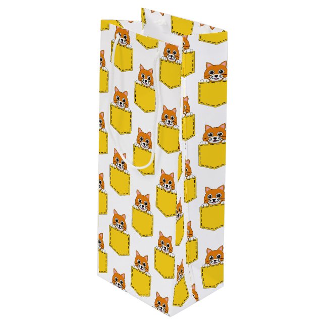Bolsa Para Vino Patrón de gato de Mascota de bolsillo (Angulo Anverso)