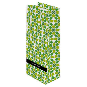 Bolsa Para Vino Patrón de Hoja, Hojas Verdes, Tu Nombre