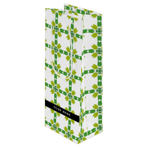 Bolsa Para Vino Patrón de Hoja, Hojas Verdes, Tu Nombre