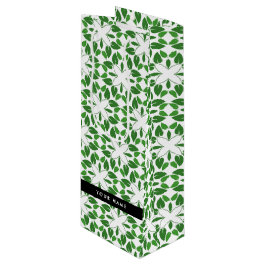 Bolsa Para Vino Patrón de Hoja, Hojas Verdes, Tu Nombre