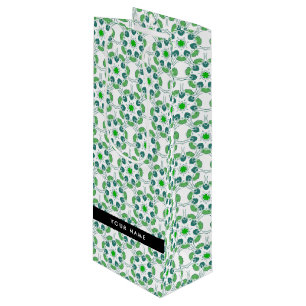 Bolsa Para Vino Patrón de Hoja, Hojas Verdes, Tu Nombre