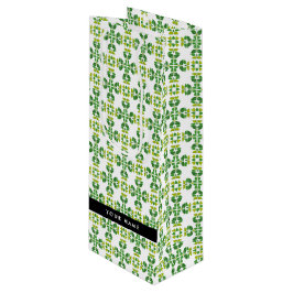 Bolsa Para Vino Patrón de Hoja, Hojas Verdes, Tu Nombre