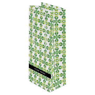 Bolsa Para Vino Patrón de Hoja, Hojas Verdes, Tu Nombre