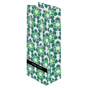 Bolsa Para Vino Patrón de Hoja, Hojas Verdes, Tu Nombre