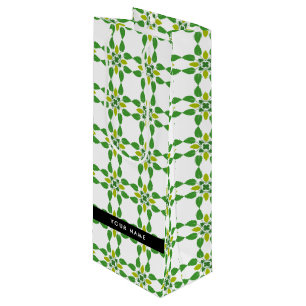 Bolsa Para Vino Patrón de Hoja, Hojas Verdes, Tu Nombre