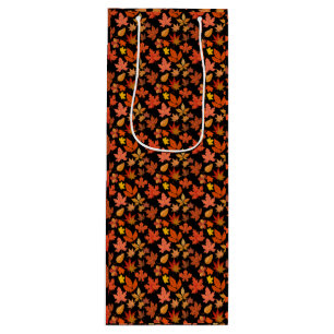 Bolsa Para Vino Patrón de hojas de otoño 01x4b Negro BG