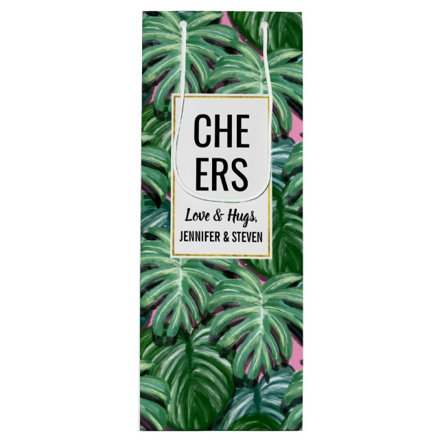 Bolsa Para Vino Patrón de hojas tropicales - Foliage verde (Anverso)