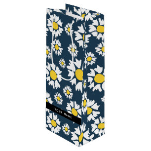 Bolsa Para Vino Patrón de margarita, maricas blancas, tu nombre
