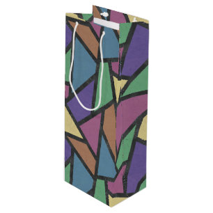 Bolsa Para Vino Patrón de mosaico de colores de arcoiris silenciad