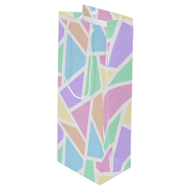 Bolsa Para Vino Patrón de mosaico del arcoiris pastel (Angulo Anverso)