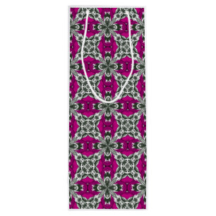 Bolsa Para Vino Patrón de mosaico repetido rosa y blanco