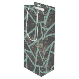 Bolsa Para Vino Patrón de mosaico verde pálido y gris