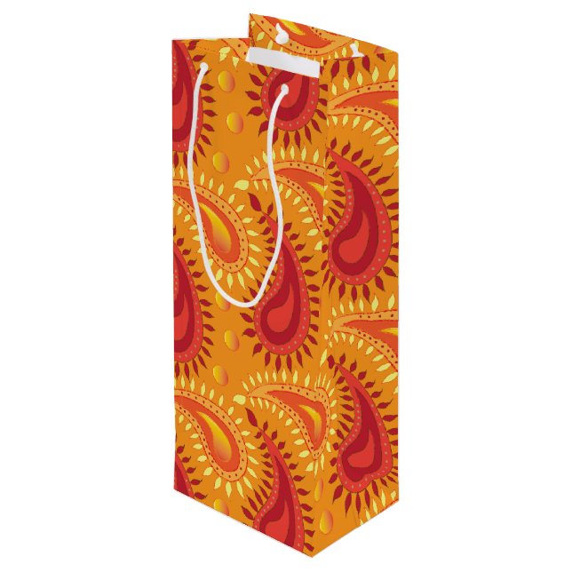 Bolsa Para Vino Patrón de paisley persa Naranja oriental (Angulo reverso)