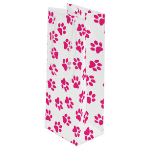 Bolsa Para Vino Patrón De Paws, Paws De Perro, Paws Rosados