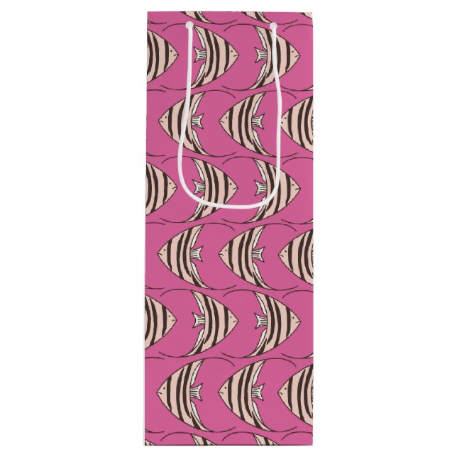 Bolsa Para Vino Patrón de pez rosa liso (Anverso)