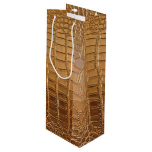 Bolsa Para Vino Patrón de piel animal de cuero de cocodrilo falso