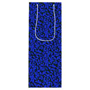 Bolsa Para Vino Patrón de plantas A09.blue b Negro BG