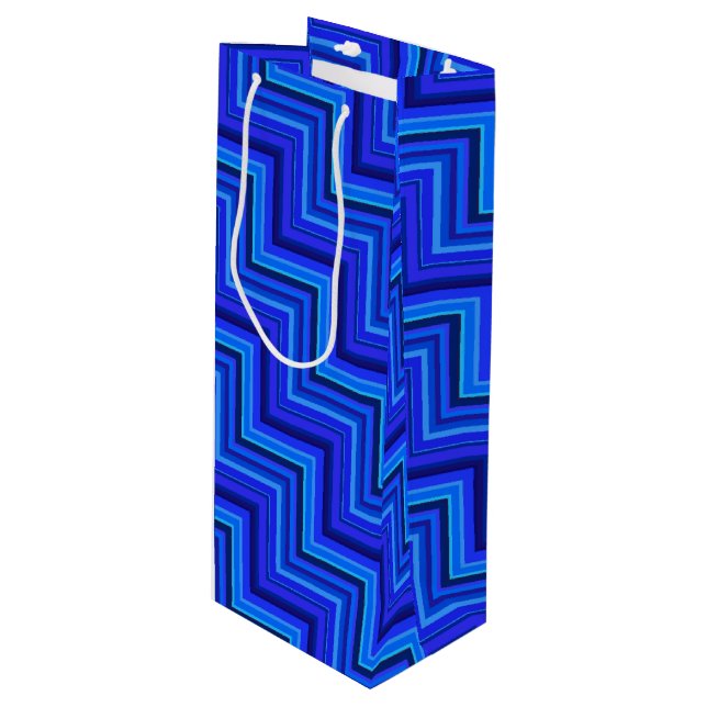 Bolsa Para Vino Patrón de rayas azules (Angulo Anverso)