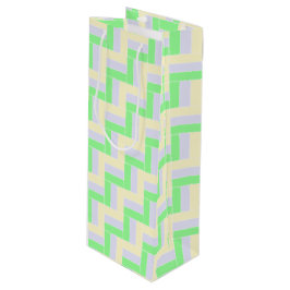 Bolsa Para Vino Patrón de rectángulos Pastel Líneas de puntos blan