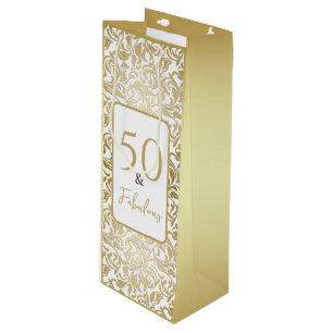 Bolsa Para Vino Patrón de remolino floral dorado decorativo 50 & f