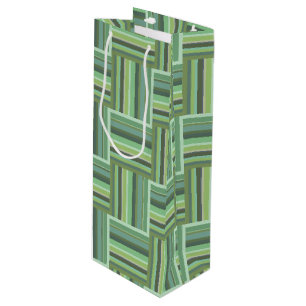 Bolsa Para Vino Patrón de tejido de rayas de color verde oliva