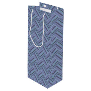Bolsa Para Vino Patrón de trama de rayas diagonales azul-gris