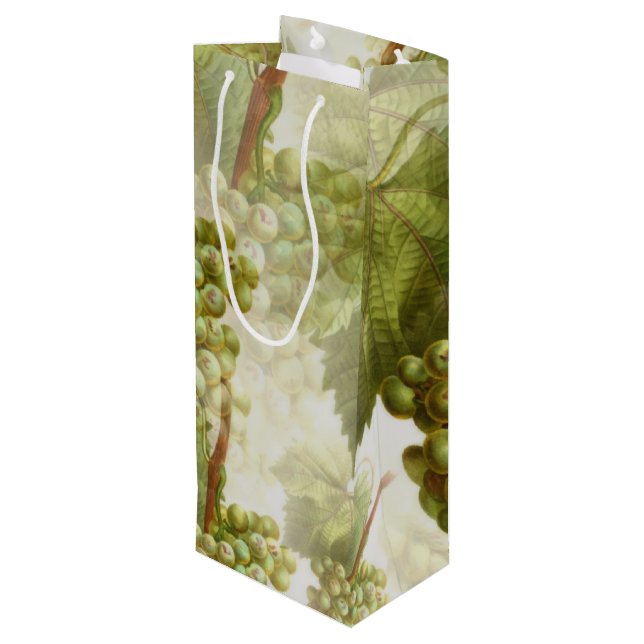 Bolsa Para Vino Patrón de uvas y hojas verdes (Angulo reverso)