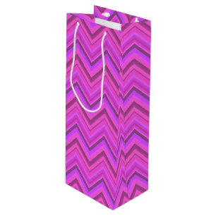 Bolsa Para Vino Patrón de zigzag de rayas rosas