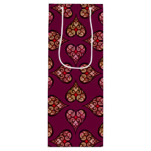 Bolsa Para Vino Patrón del corazón del Damasco Boho Moda femenina 