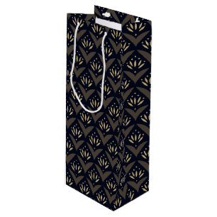 Bolsa Para Vino Patrón étnico vintage del oro negro
