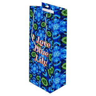 Bolsa Para Vino Patrón floral azul abstracto
