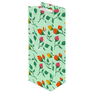 Bolsa Para Vino Patrón floral con flores subió de color