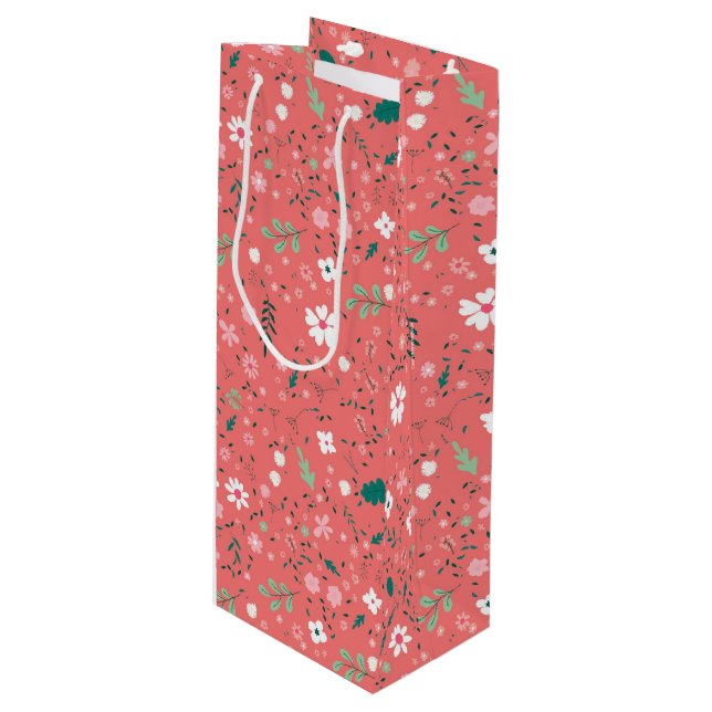 Bolsa Para Vino Patrón floral de Ilustracion de flores de otoño (Angulo Anverso)