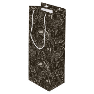 Bolsa Para Vino Patrón floral de paisley retro étnico