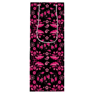 Bolsa Para Vino Patrón floral escandinavo rosa moderno