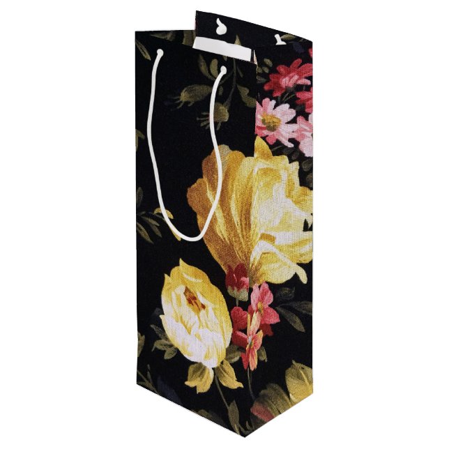 Bolsa Para Vino patrón floral retro (Angulo reverso)
