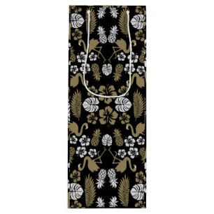 Bolsa Para Vino Patrón Floral Tropical Dorado