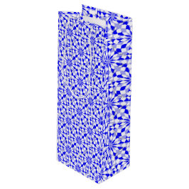 Bolsa Para Vino Patrón geométrico azul de dos tonos mediterráneo