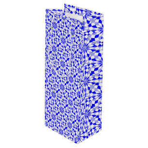 Bolsa Para Vino Patrón geométrico azul de dos tonos mediterráneo
