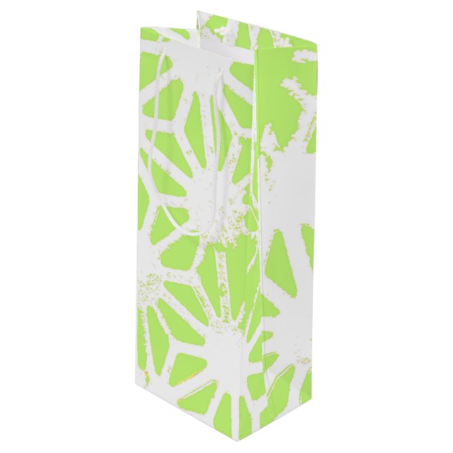 Bolsa Para Vino Patrón geométrico verde limón (Angulo Anverso)