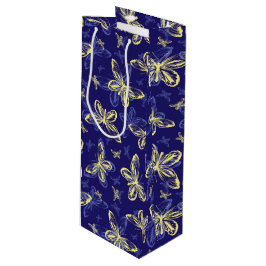 Bolsa Para Vino Patrón ilustrado de mariposa azul y amarilla